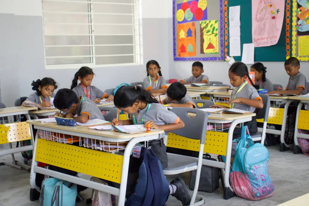 Primary classroom with students at Brigade Public School, Gurramguda campus