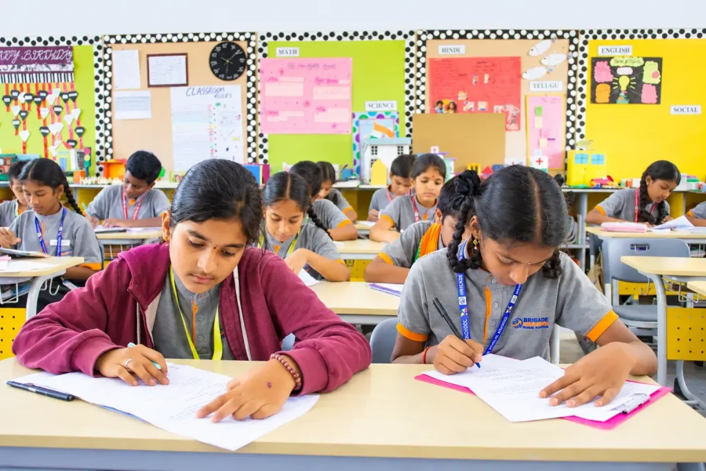 Focused Students in a Colourful Classroom