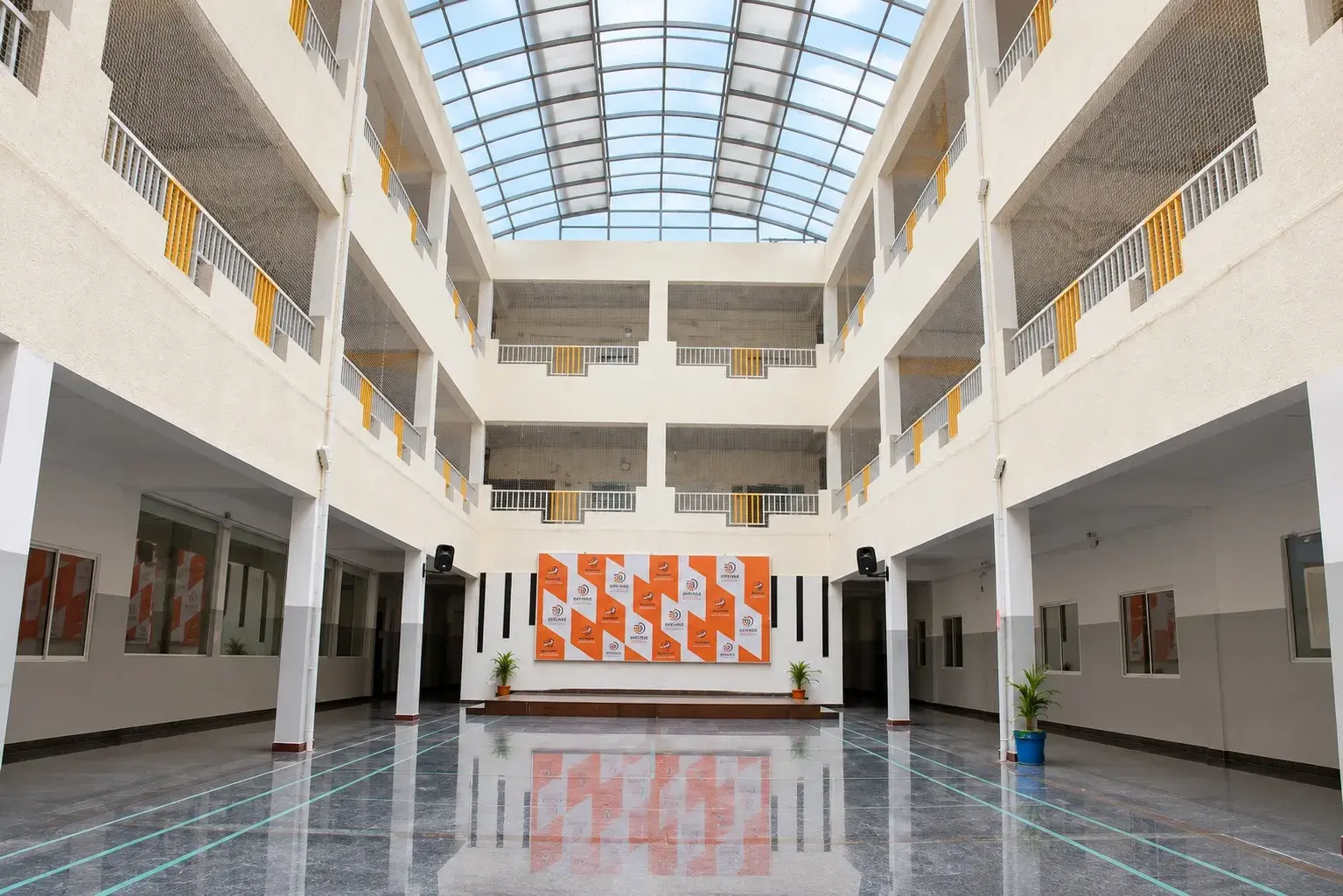 Atrium with skylight at Brigade Public School, Gurramguda campus